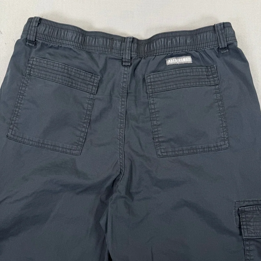 Abercrombie Kids Boys 17/18 Black Baggy Cargo Pants Stretch Utility Pockets